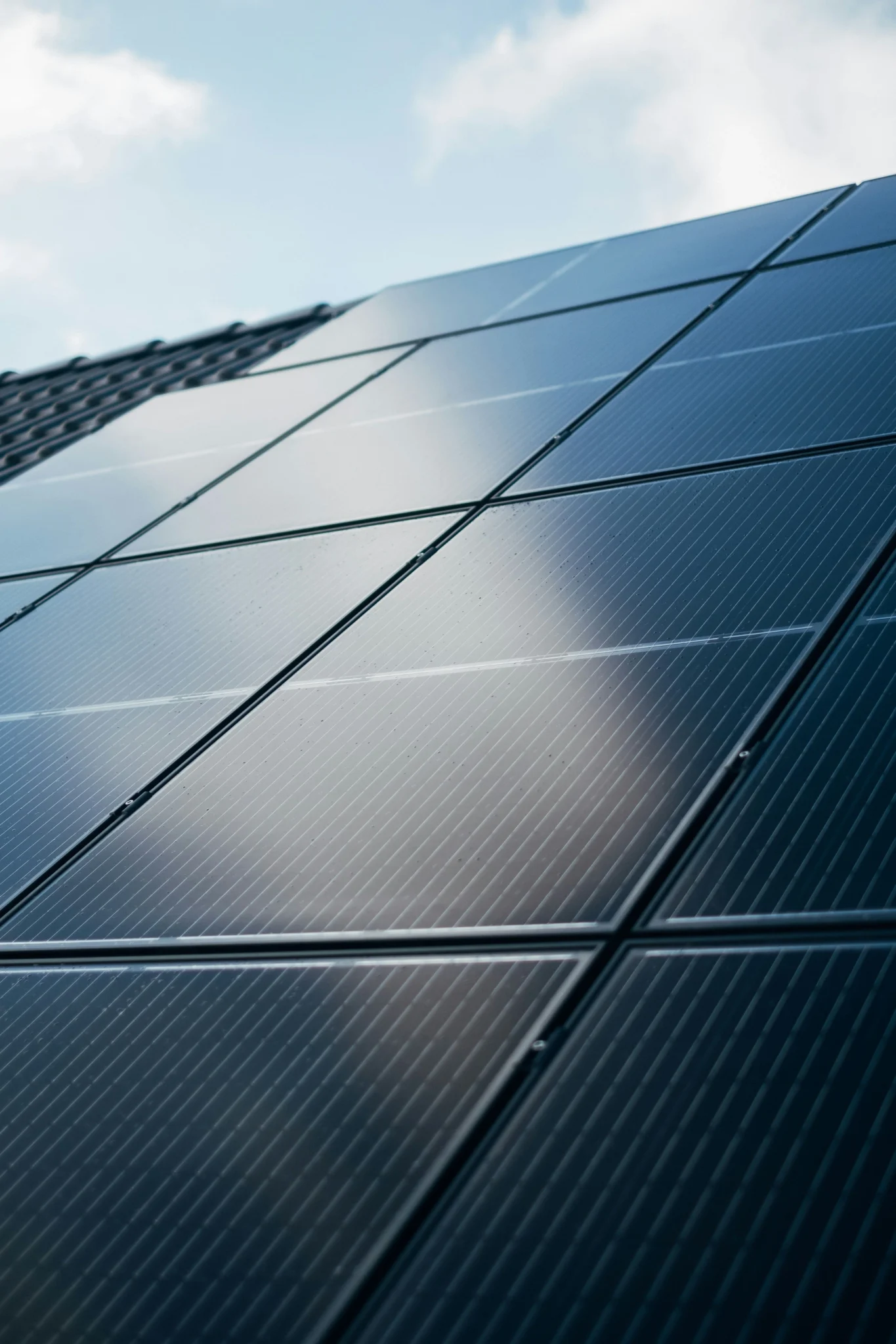 Rooftop solar panels on Knutsford Vets generating clean electricity.